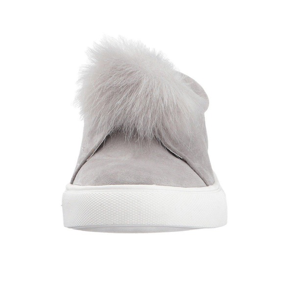 NIB Gray Cam Pom Pom Genuine Suede Mule Sneaker - Picture 2 of 3